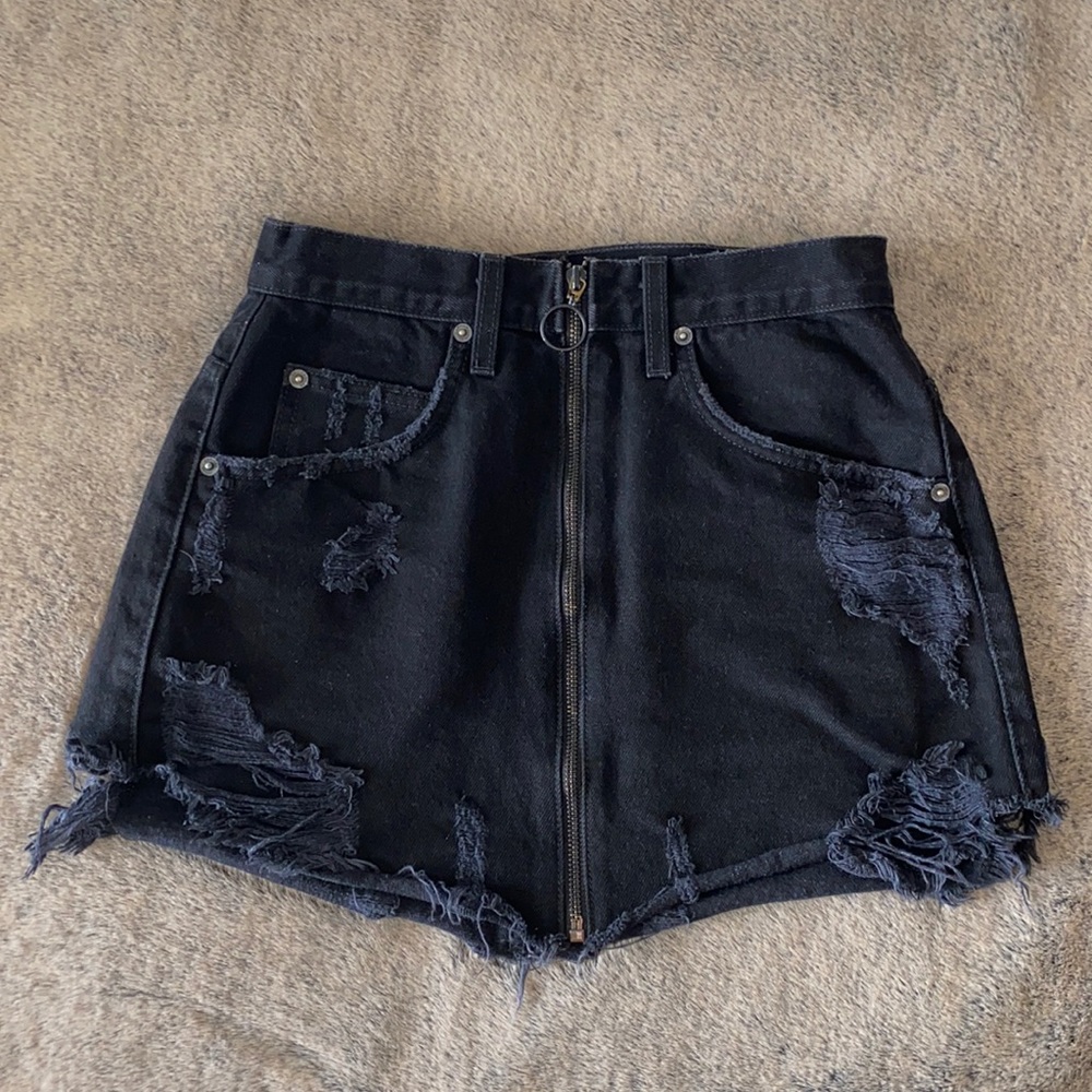 Carmar black denim short skirt